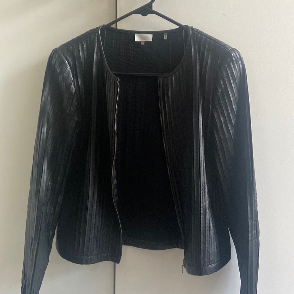 Leather strip jacket